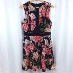 Disney Princess Women's Tank Dress Size Medium Black Floral Rose Sleeveless